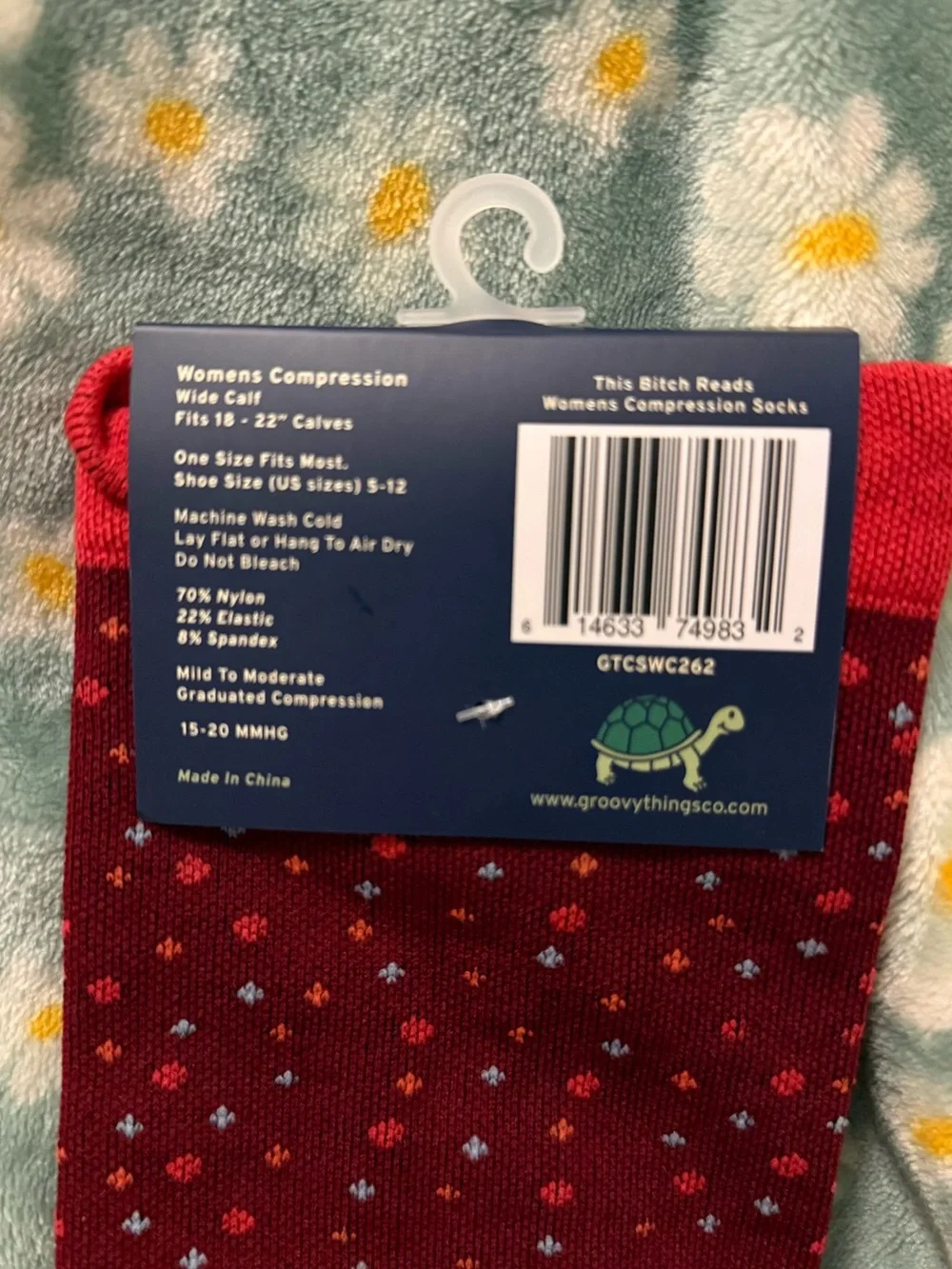 Groovy Things Red ‘This B Reads’ Wide Calf Compression Socks